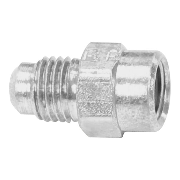 A close-up of a threaded male connector.