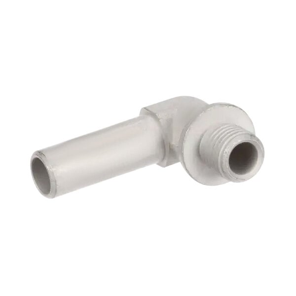 A white plastic pipe with a metal cap.