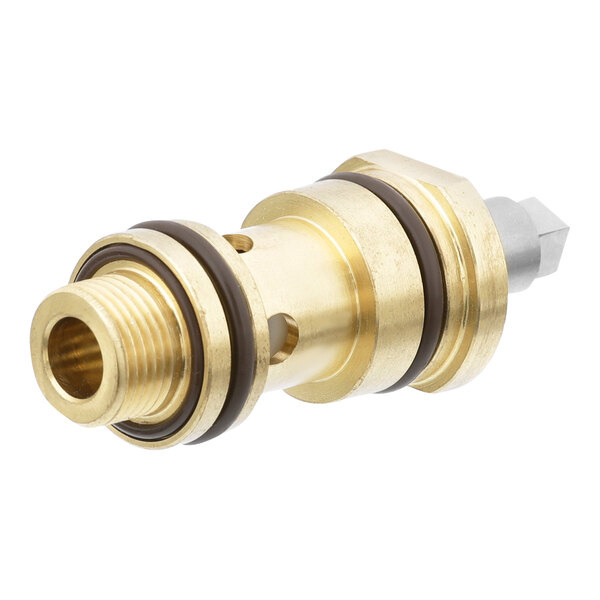 A close-up of a brass AllPoints steam inlet trunnion assembly.