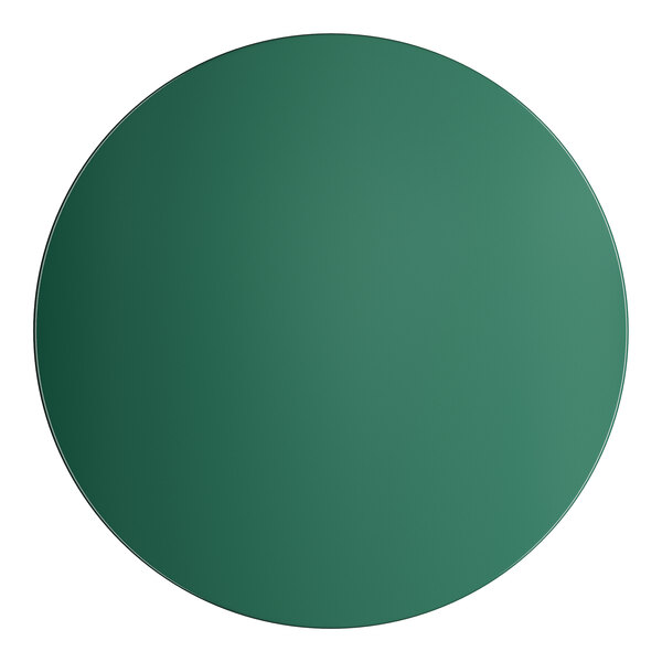 A green circle with a white border on a white background.