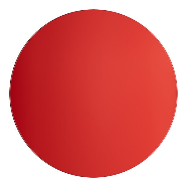 A red circle with a white border.
