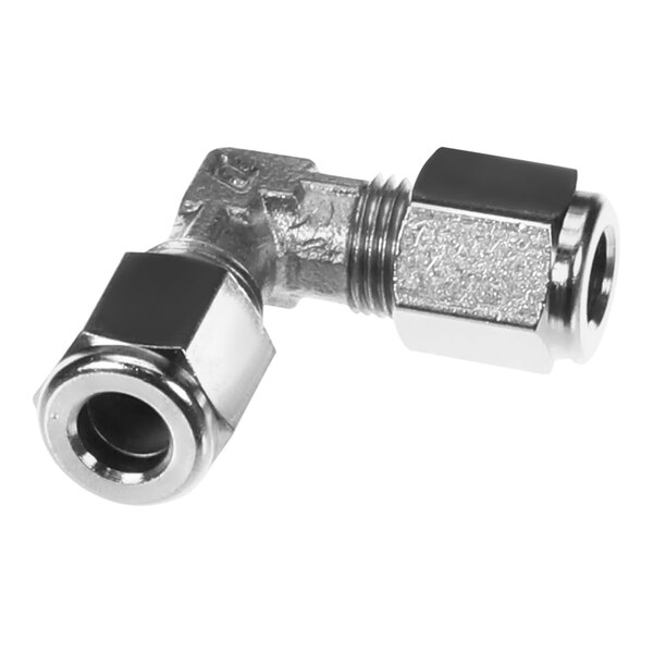 A Bunn stainless steel compression elbow with a threaded end.