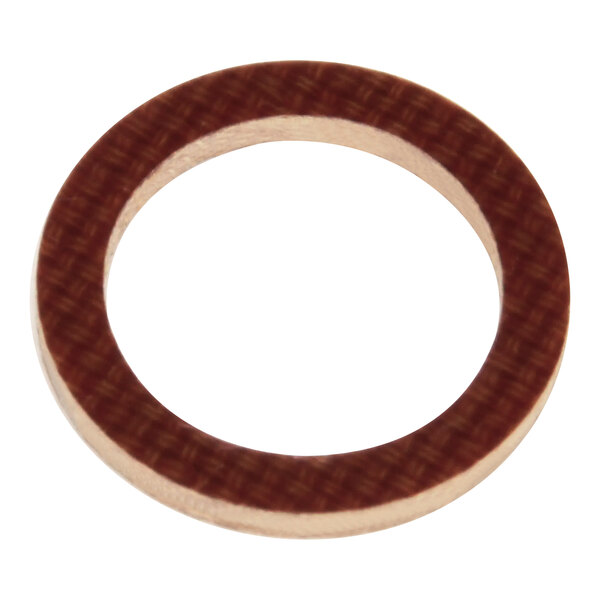 A brown phenolic washer with a white background.