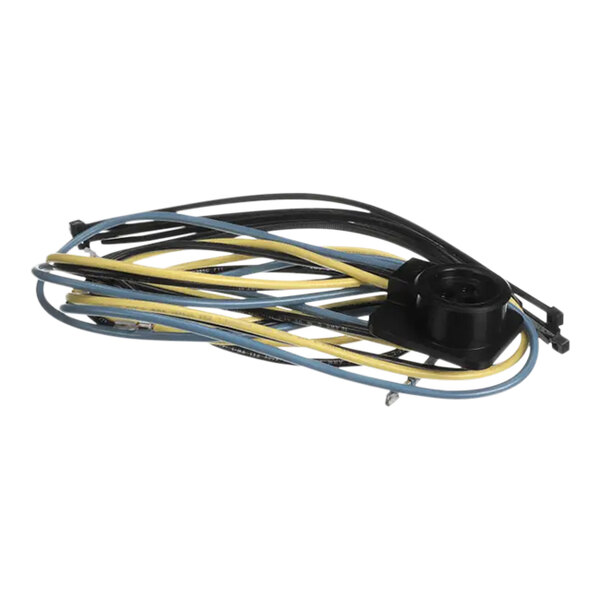 A Carrier P298-001 compressor plug assembly with yellow and blue wires and a black clip.