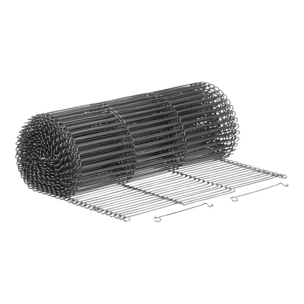 A roll of wire mesh on a white background.