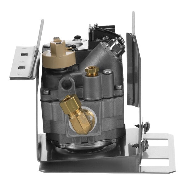 A close-up of an AllPoints gas valve with gold and silver colors.