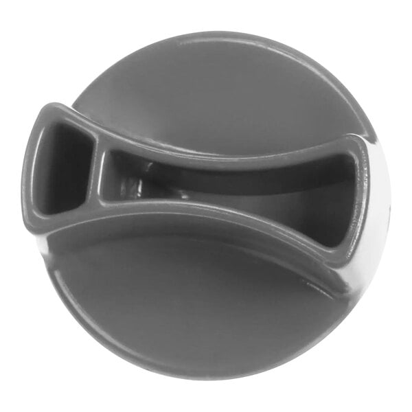 A Carrier grey plastic knob with a hole in it.