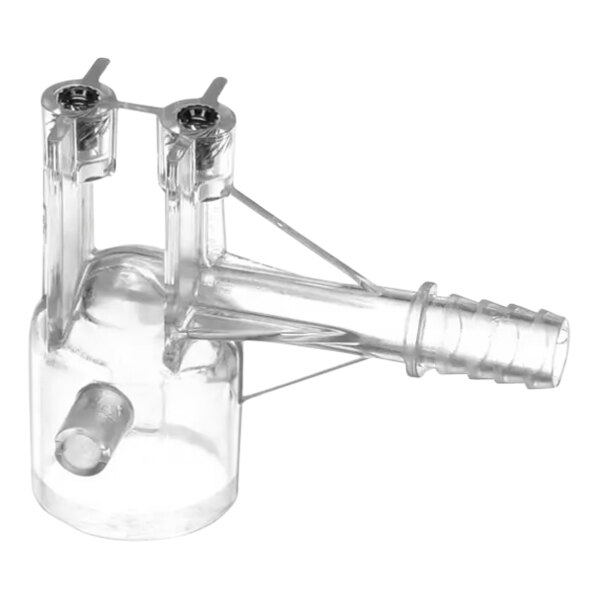 A clear plastic Bunn fitting assembly with two metal tubes.