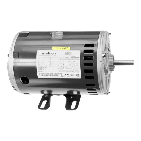 A black Carrier electric motor with a white label.