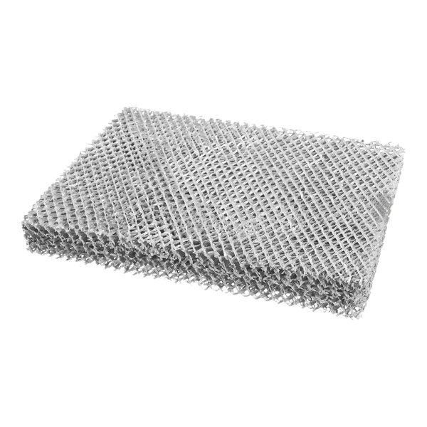 A silver grid for a Carrier humidifier pad on a white background.