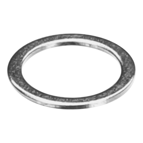 A stainless steel plated metal ring with a silver circle.