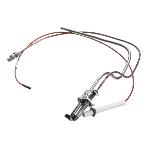 A white cable with a red and white connector on an American Range pilot assembly.