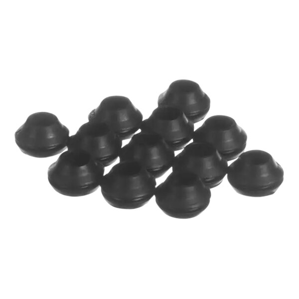 A group of black Bunn rubber seals for a shaft.