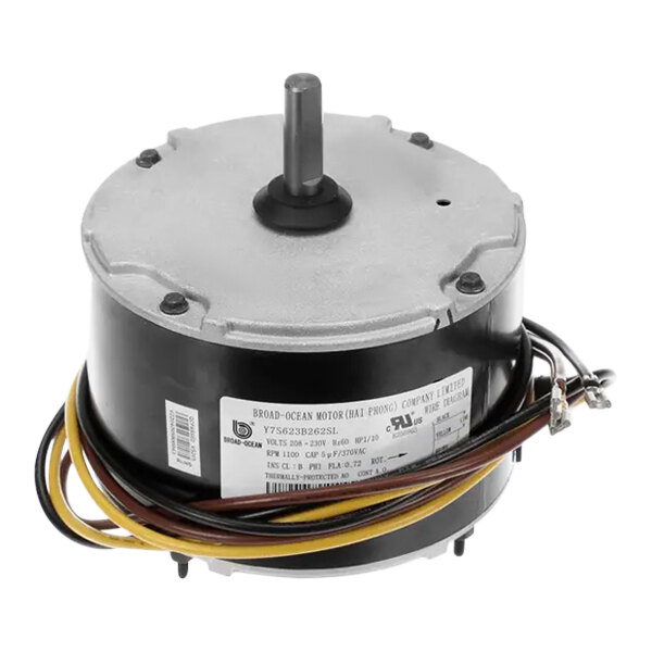 A close up of a Carrier HC33GE233 1/10Hp electric motor with wires.