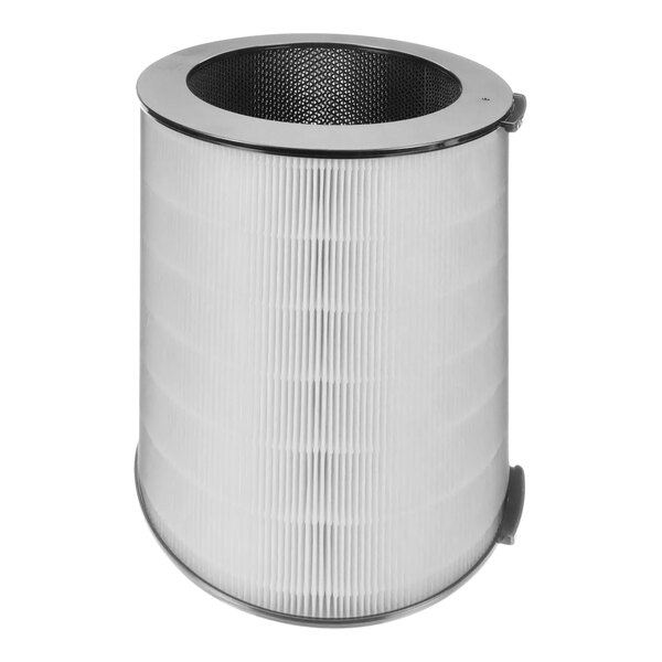 A white and black Carrier HEPA replacement filter.