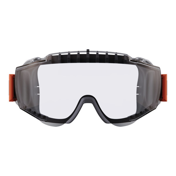 Ergodyne Skullerz MODI safety goggles with clear lenses and a gray frame.