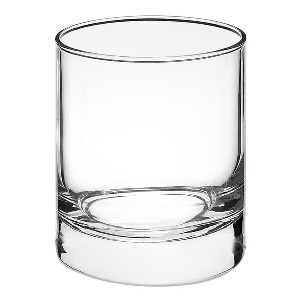 A case of Bormioli Rocco clear glass rocks glasses.