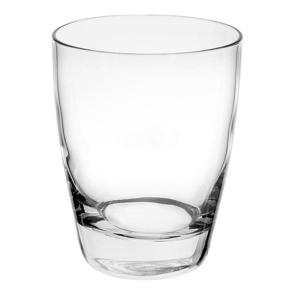 A clear Bormioli Rocco Manon double old fashioned glass.