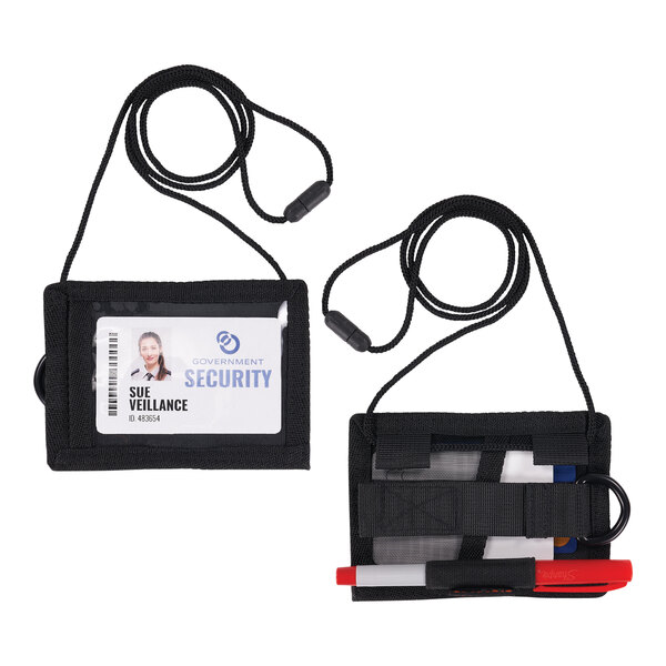 Two black Ergodyne Squids wallet ID / badge lanyards.