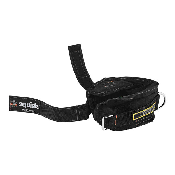 An Ergodyne Squids Small Power Tool Trap with a black belt and yellow strap.