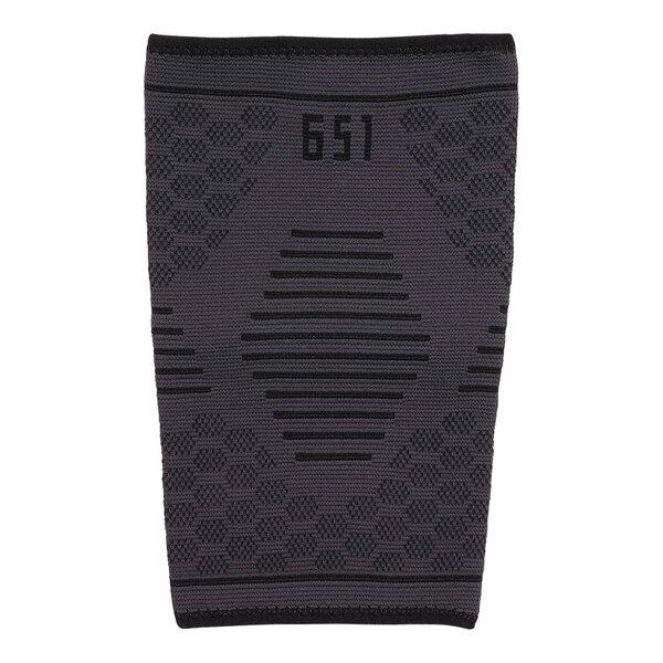 A black mesh elbow compression sleeve with grey accents.
