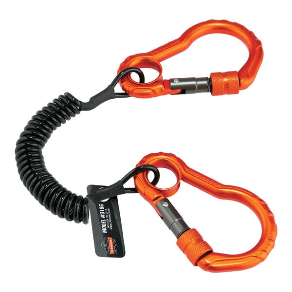 An Ergodyne Squids 3166 tool lanyard with an orange carabiner.