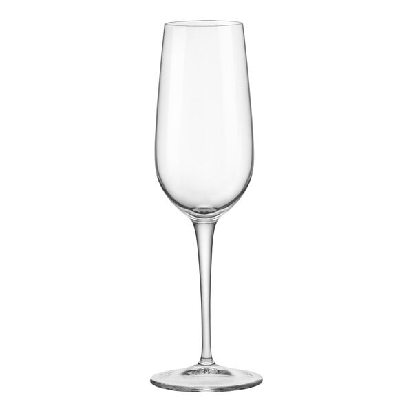 A clear Bormioli Rocco Inventa wine glass with a stem.