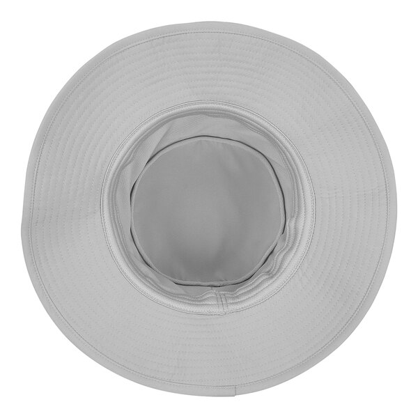 A gray Ergodyne evaporative cooling bucket hat with a white brim.