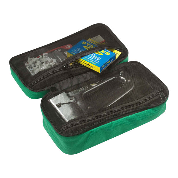 A green and black Ergodyne Arsenal Buddy Organizer with a tool inside.