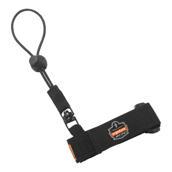 A black Ergodyne Squids wrist tool lanyard.