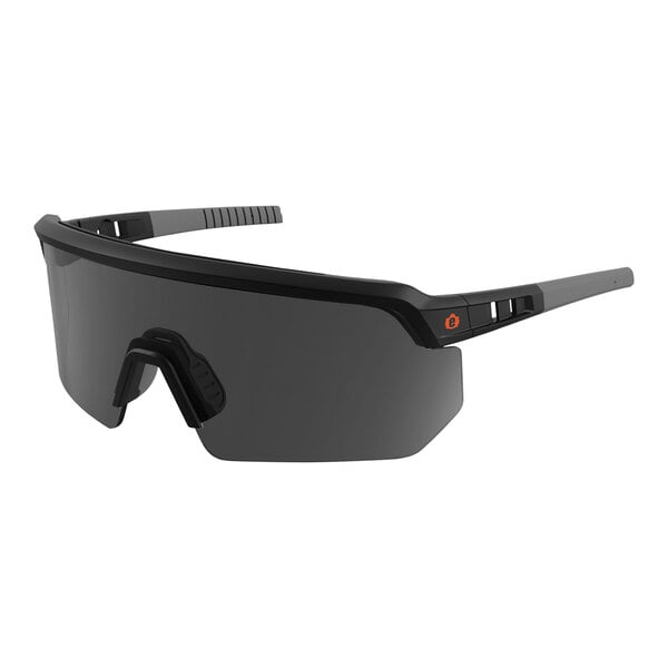 Ergodyne Skullerz AEGIR safety glasses with a matte black and gray frame and smoke lenses.