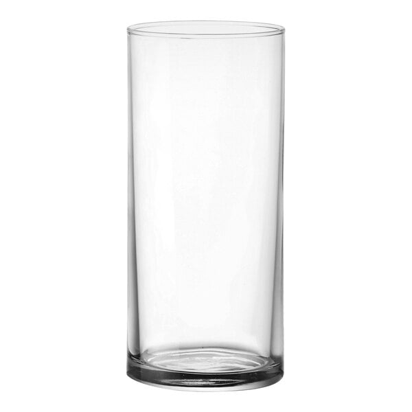 A clear Bormioli Rocco Cortina cooler glass on a white background.