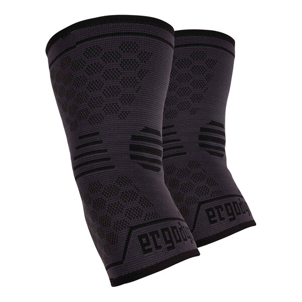 A pair of black Ergodyne elbow compression sleeves.