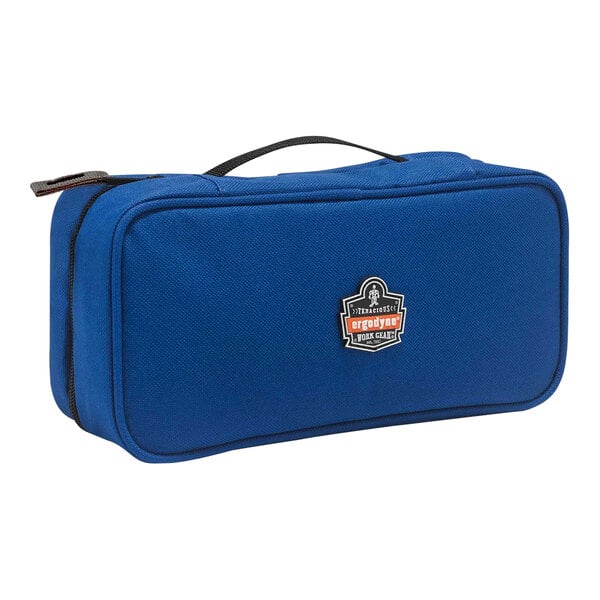 A blue Ergodyne Arsenal Buddy Organizer with a logo on it.
