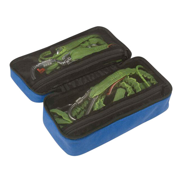 A blue Ergodyne Arsenal organizer on a counter.