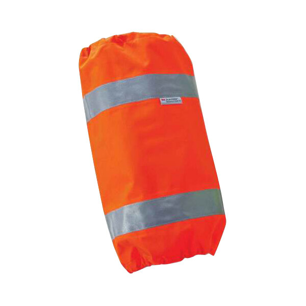 Ergodyne orange and grey leg gaiters with reflective stripes.