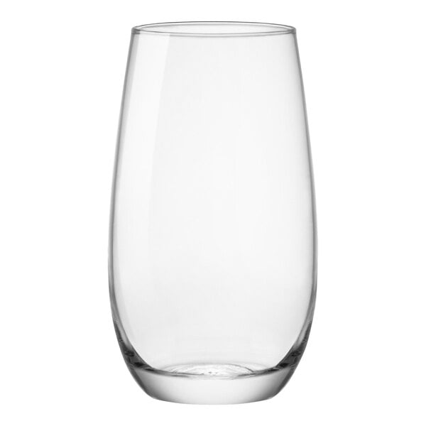 A clear Bormioli Rocco cooler glass.