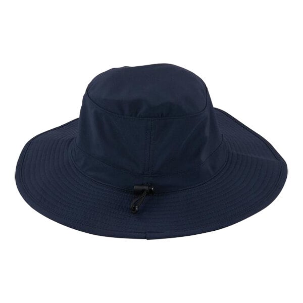 An Ergodyne navy bucket hat with a black band.