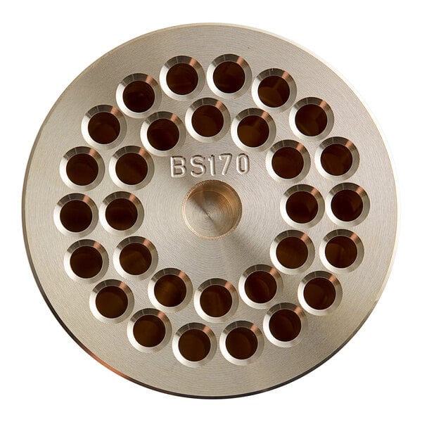 A circular metal Estella lasagna pasta die with adjustable holes.