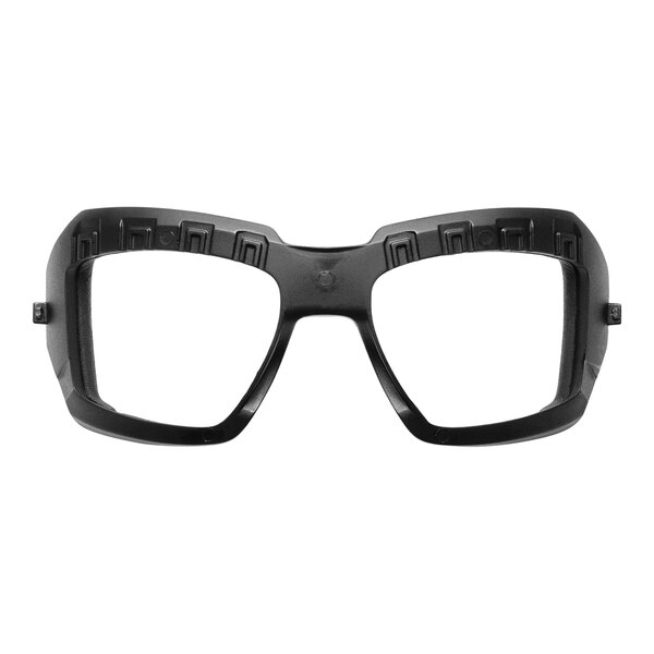 A close-up of a pair of black Ergodyne Skullerz LOKI safety spoggles.