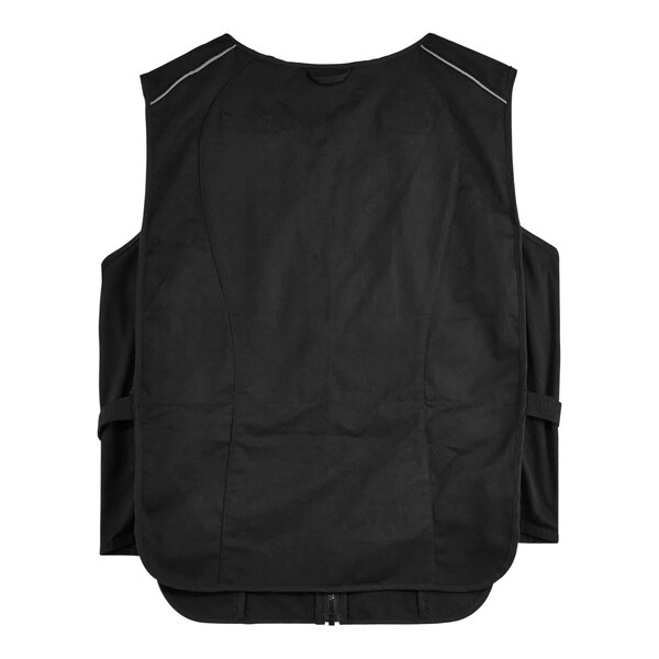 A black Ergodyne Chill-Its cooling vest with a white zipper.