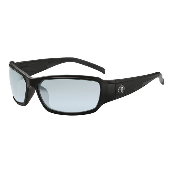 Ergodyne Skullerz THOR safety glasses with a matte black frame and mirrored lenses.