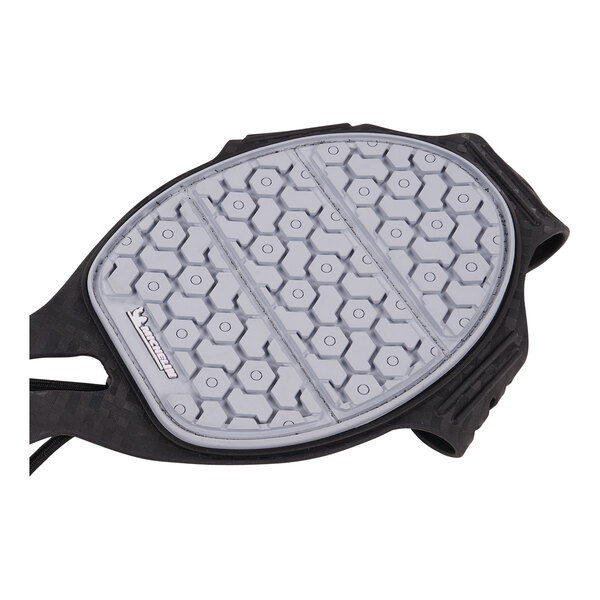 A grey and black circular Ergodyne TREX spikeless traction device with black handles.