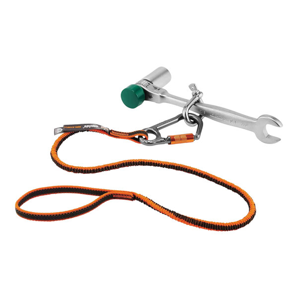 An Ergodyne Squids tool tethering kit with green and orange leashes.