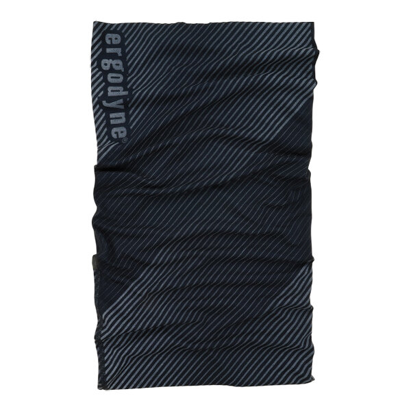 A black and grey striped Ergodyne Chill-Its multi-band face and head covering.