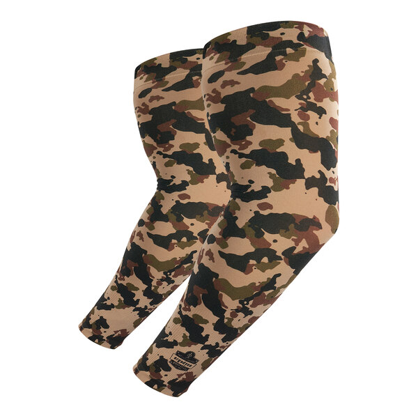 A pair of camouflage print arm sleeves.