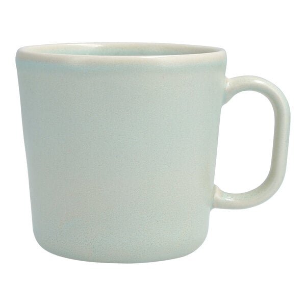 A white Cloud Terre By Fortessa Collection mug with a handle.