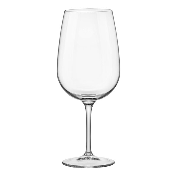 A clear Bormioli Rocco Inventa red wine glass with a stem.