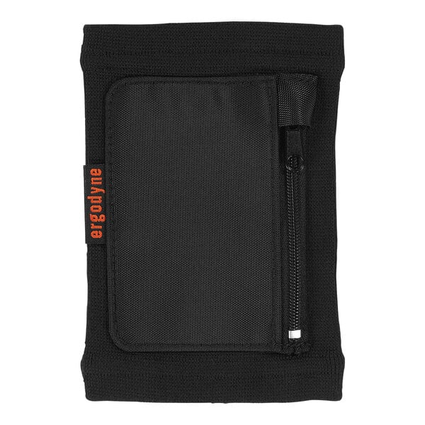 A black wristband pouch with a zipper.