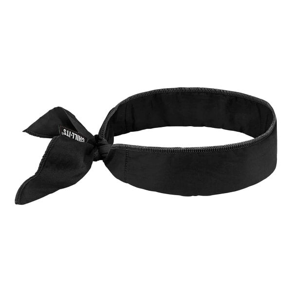 A black headband with a black tie.